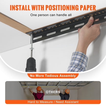 Overhead Garage Storage Rack, 48x96 Inch Ceiling Storage Rack for Garage, Heavy Duty Adjustable Cold Rolled Steel Racks for Garage Storage, Organization, 600 lbs Load Capacity, 22''-40", Black