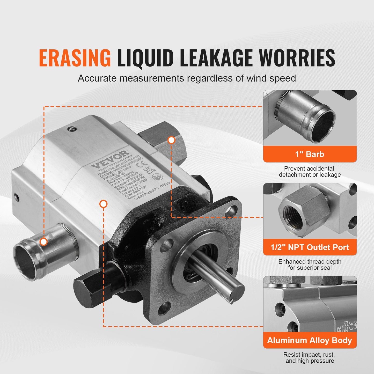 Hydraulisches Holzspalter-Pumpenset, 16 GPM, 2-stufige 4000 PSI Aluminium-Hydraulikzahnradpumpe, mit Ventil, 1'' Einlass, 1/2'' NPT Auslass, 3600 U/min, für kleine, motormontierte Holzspalter