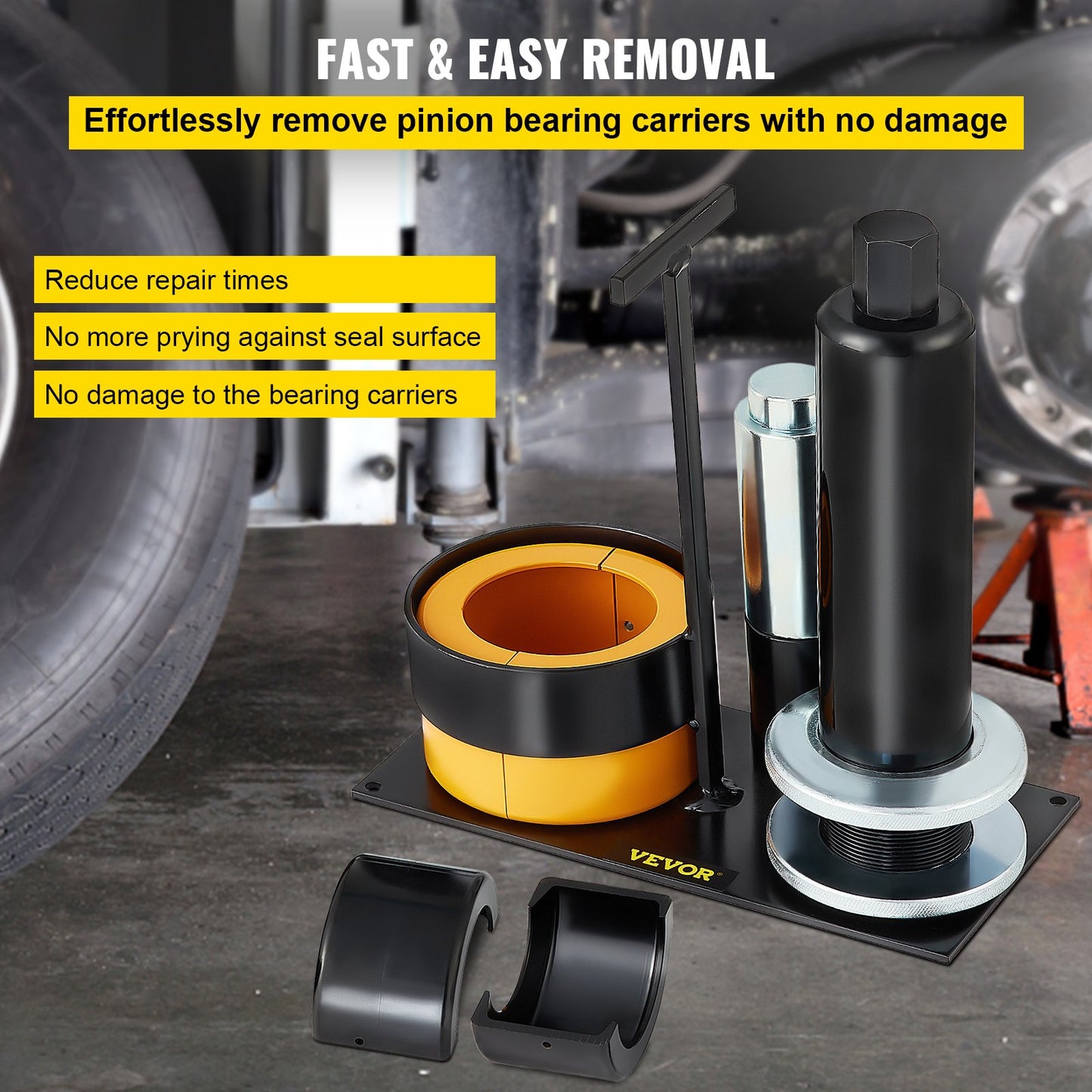 Träger- und Ritzellagerabzieher, kompatibel mit Dana 30, 40, 60, 70, Ford 9\" Kugellager, Ritzelabzieherwerkzeug mit 2 Clamshells, 45# Stahl Clamshell Trägerlagerabzieher für Autoreparatur