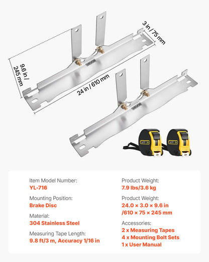 Wheel Alignment Tool, 2 PCS Stainless Steel Heavy Duty Toe Alignment Plates with 2 Measuring Tapes, Accurate Automotive Wheel Tools for Home Use, Compatible with Cars, Trucks, SUVs, and Vehicle