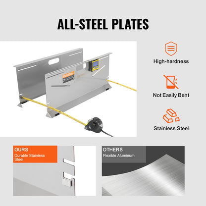 Wheel Alignment Tool, 2-Pack Toe Plates, Camber/Caster/Toe Gauge 0.1° Accuracy, Stainless Steel Tool Plate, Magnetic Slots and 6 Alignment Rods, Includes 2 Measuring Tapes & Conversion Chart