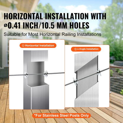 51Pack Cable Railing Kit 1/8" Wheel Protector Sleeves, Bundle with Black Invisible 1/8" Swage Tensioner and Terminal, Cable Railing Post Safeguard Covers for 0.41inch Horizontal Hole Post