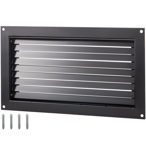 Foundation Flood Vent, 8\" Height x 16\" Width Flood Vent, to Reduce Foundation Damage and Flood Risk, Black, Wall Mounted Flood Vent, for Garages & Full Height Enclosures