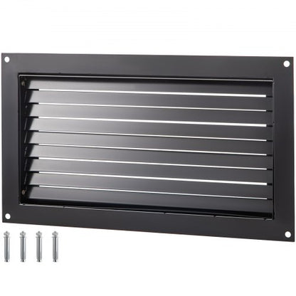 Foundation Flood Vent, 8\" Height x 16\" Width Flood Vent, to Reduce Foundation Damage and Flood Risk, Black, Wall Mounted Flood Vent, for Garages & Full Height Enclosures