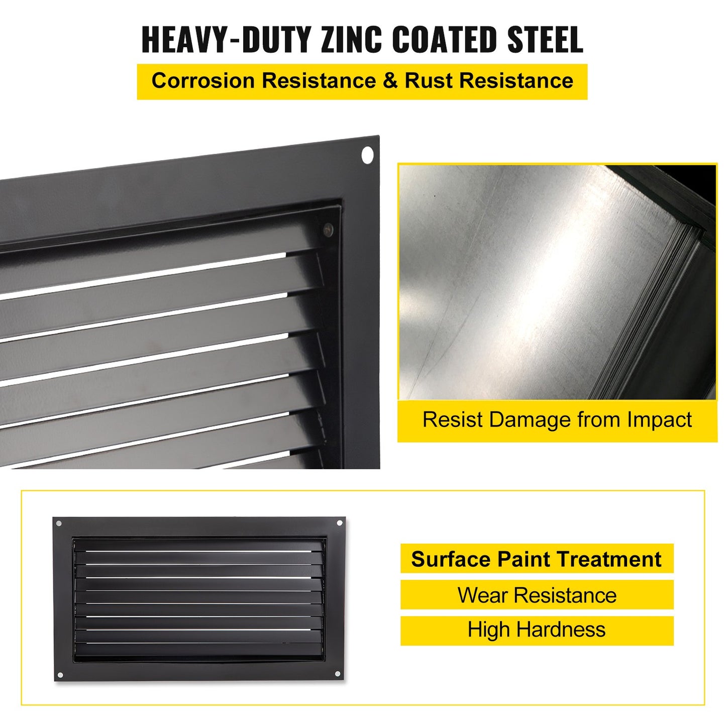 Foundation Flood Vent, 8\" Height x 16\" Width Flood Vent, to Reduce Foundation Damage and Flood Risk, Black, Wall Mounted Flood Vent, for Garages & Full Height Enclosures