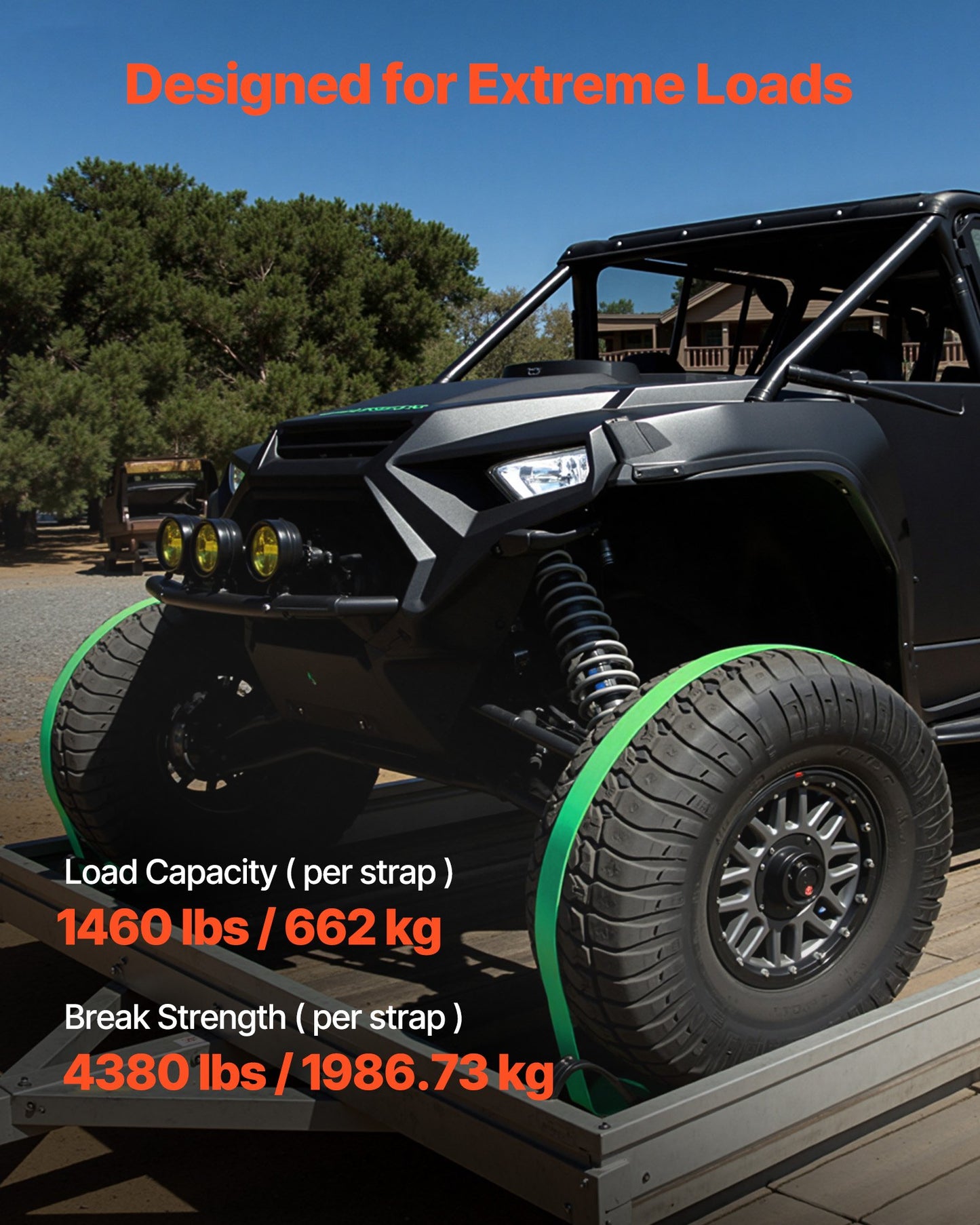 Wheel Chock Tie-Down Kit, Chock-Style Trailer Tie Down Strap, Car Tie Down Kit with Buckle, Break Strength 4380 lbs & Working Load 1460 lbs Motorcycle Tie-Down System for ATVs, UTVs & Trailers
