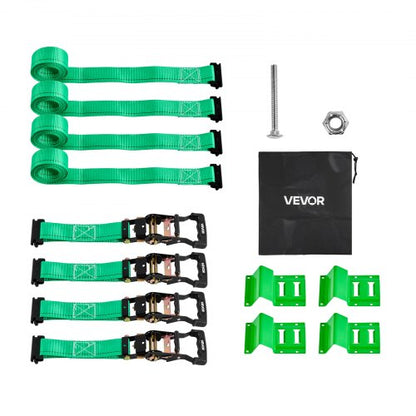 Wheel Chock Tie-Down Kit, Chock-Style Trailer Tie Down Strap, Car Tie Down Kit with Buckle, Break Strength 4380 lbs & Working Load 1460 lbs Motorcycle Tie-Down System E-Hooks for ATVs, UTVs