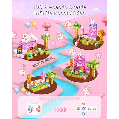 Magnetische Blöcke 100-teilig Prinzessinnenschloss-Set STEM Montessori Sensorisches Spielzeug | EU