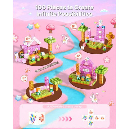 Magnetische Blöcke 100-teilig Prinzessinnenschloss-Set STEM Montessori Sensorisches Spielzeug | EU