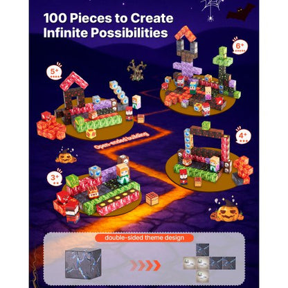 Magnetische Blöcke 100PCS Dark Castle Set STEM Montessori Sensorische Spielzeug