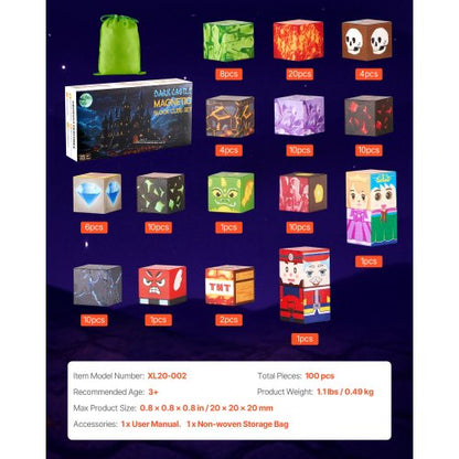 Magnetische Blöcke 100PCS Dark Castle Set STEM Montessori Sensorische Spielzeug