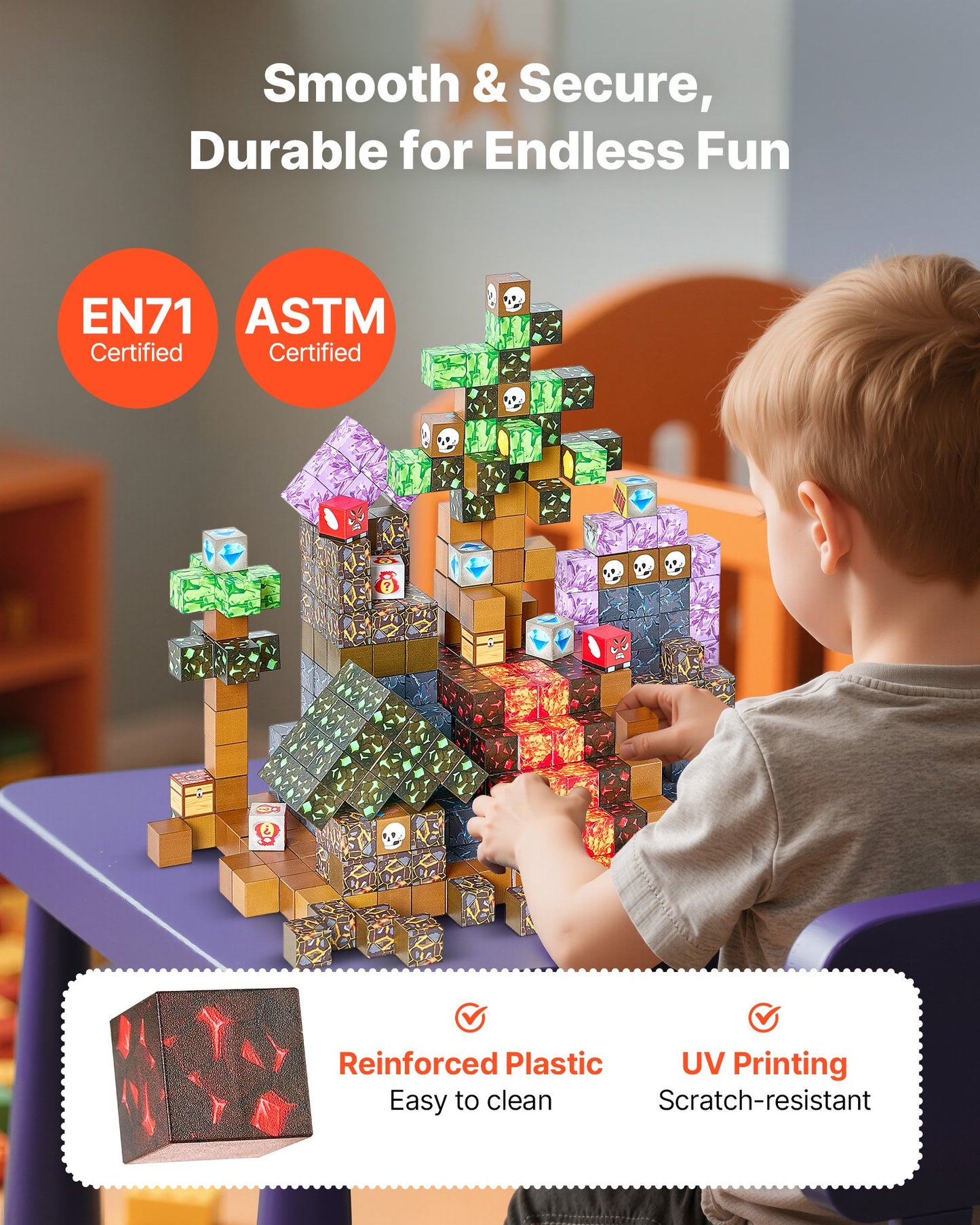Magnetic Blocks, 100 PCS Dark Castle Set, Magnetic Building Cubes for Kids, STEM Montessori Sensory Toys for Christmas Birthday Gift, Construction Stacking Toy for 3+ Years Old Boys & Girls
