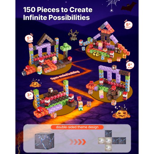 Magnetische Blöcke 150PCS Dark Castle Set STEM Montessori Sensorische Spielzeug