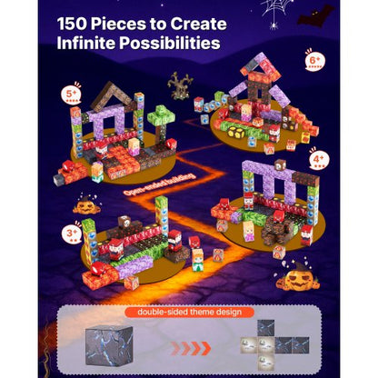 Magnetische Blöcke 150PCS Dark Castle Set STEM Montessori Sensorische Spielzeug