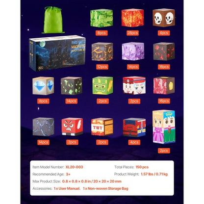 Magnetische Blöcke 150PCS Dark Castle Set STEM Montessori Sensorische Spielzeug