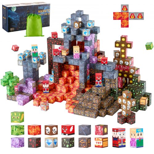 Magnetic Blocks, 150 PCS Dark Castle Set, Magnetic Building Cubes for Kids, STEM Montessori Sensory Toys for Christmas Birthday Gift, Construction Stacking Toy for 3+ Years Old Boys & Girls