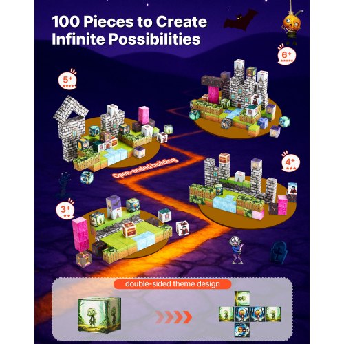 Magnetische Blöcke 100PCS Friedhof Zombies Set STEM Montessori Sensorische Spielzeug