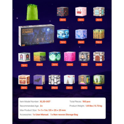 Magnetische Blöcke 100PCS Friedhof Zombies Set STEM Montessori Sensorische Spielzeug