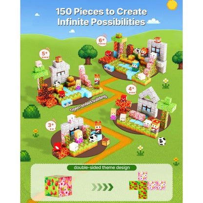 Magnetblöcke 150 Stück Waldburg-Set STEM Montessori Sensorikspielzeug