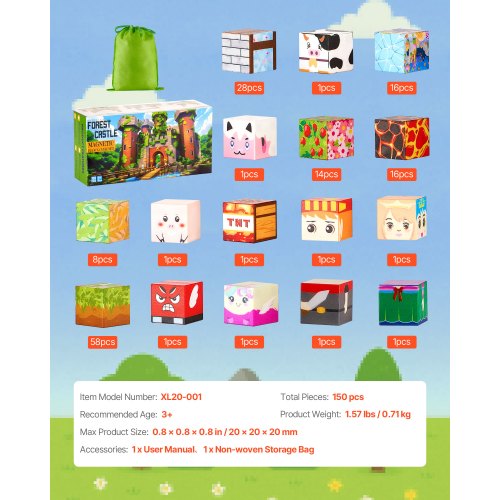 Magnetblöcke 150 Stück Waldburg-Set STEM Montessori Sensorikspielzeug