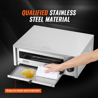 Electric Pizza Oven 12-inch 1500W 122-662℉ Temp Range Removable Crumb Tray