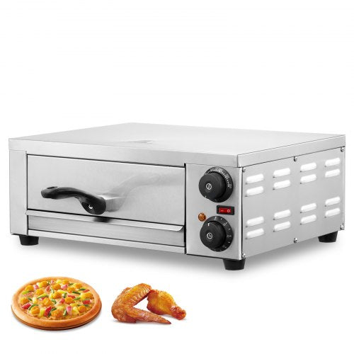 Electric Countertop Pizza Oven 12" 1500W Adjustable Temp 0-120Min Timer