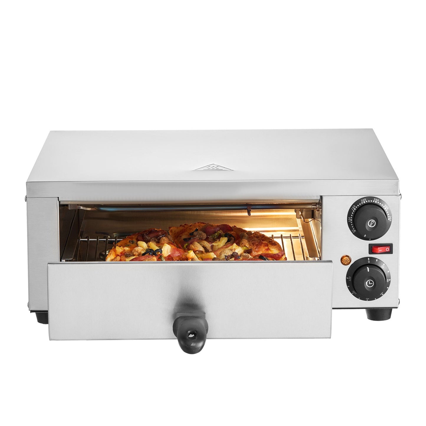 Electric Countertop Pizza Oven 12" 1500W Adjustable Temp 0-120Min Timer