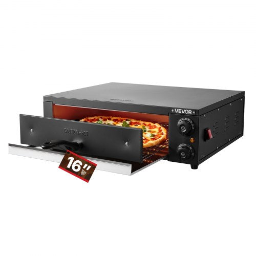 Electric Pizza Oven, 16 in Countertop Pizza Oven, 77 to 572°F Temp Range, 1750W Indoor Pizzas Maker w/Timing & Temp Control, Pizzas Cooker w/Dual Heat Tube, Grill Rack, for Kitchen & Commercial