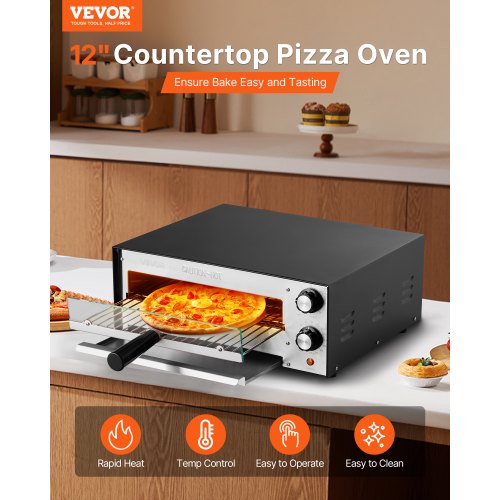 Electric Countertop Pizza Oven 12-inch 1450W Adjustable Temperature 77 to 572°F | EU