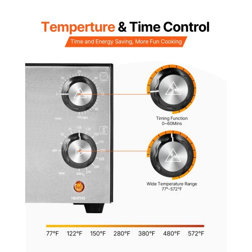 Electric Countertop Pizza Oven 12-inch 1450W Adjustable Temperature 77 to 572°F | EU