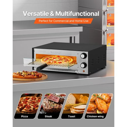 Electric Countertop Pizza Oven 12-inch 1450W Adjustable Temperature 77 to 572°F | EU