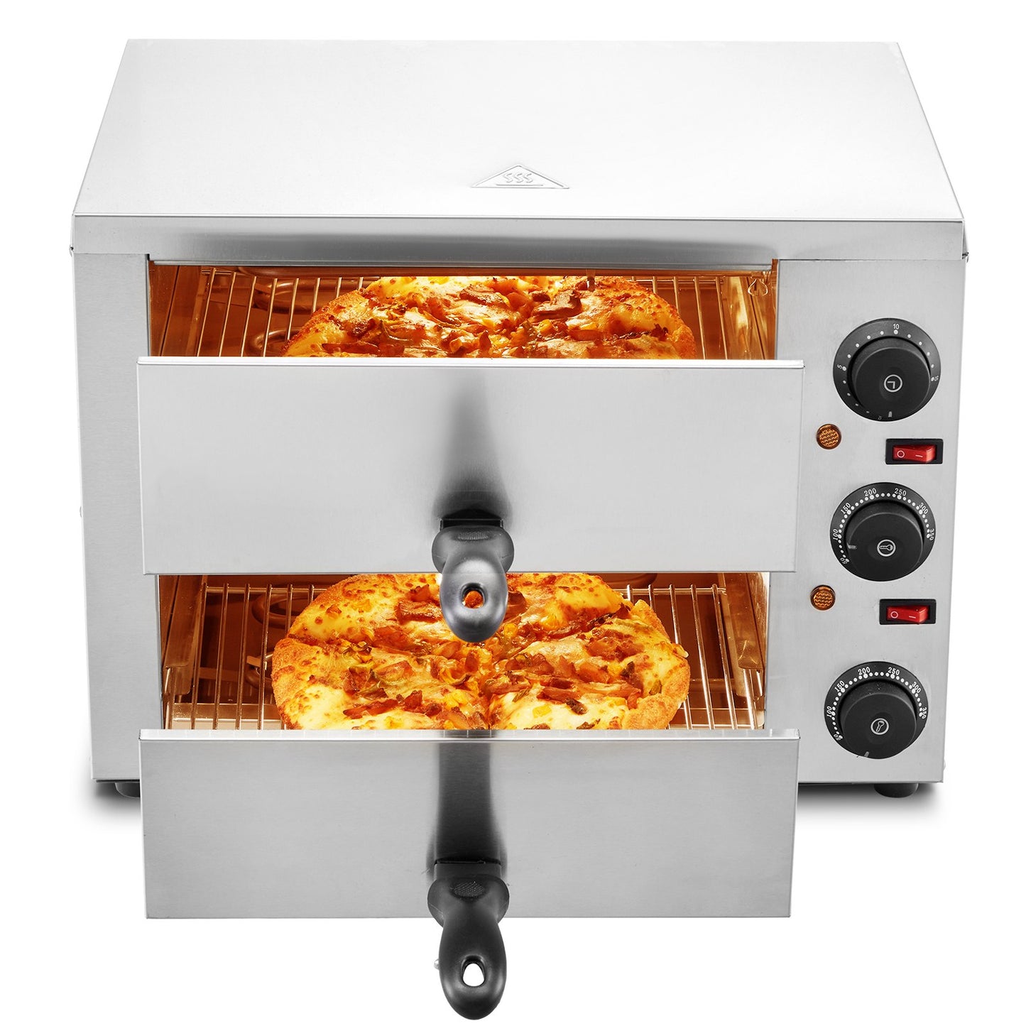 Electric Countertop Pizza Oven 12" Adjustable Temperature 0-120Min Timer