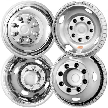 16-inch Wheel Simulators, 304 Stainless Steel Wheel Simulator Kit with Mirror Polished Finish, 2 Front and 2 Rear Wheel Covers Fit for Ford F350 (1974-1998), 4 pcs
