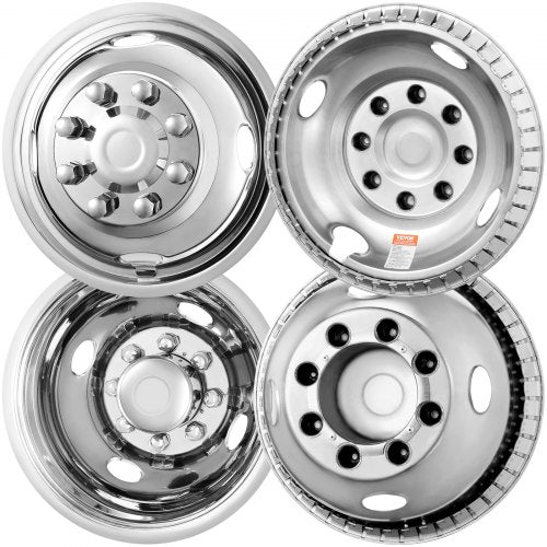 16-inch Wheel Simulators, 304 Stainless Steel Wheel Simulator Kit with Mirror Polished Finish, 2 Front and 2 Rear Wheel Covers Fit for Ford F350 (1974-1998), 4 pcs