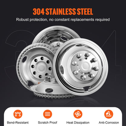 16-inch Wheel Simulators, 304 Stainless Steel Wheel Simulator Kit with Mirror Polished Finish, 2 Front and 2 Rear Wheel Covers Fit for Ford F350 (1974-1998), 4 pcs