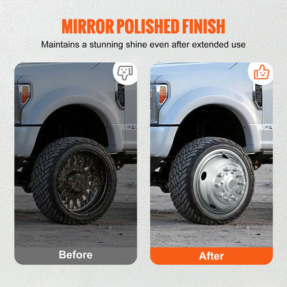 19.5-inch 10 Lug Wheel Simulators, 304 Stainless Steel Wheel Simulator Kit with Mirror Polished Finish, 2 Front and 2 Rear Wheel Covers Fit for For Ford F450/F550 (2005-2020), 4 pcs