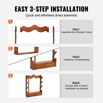 VEVOE Gun Rack, Wood Gun Rack Wall Mount, Gun Display Rack holds 4 Rifles, Shotguns, 132 lb Heavy Duty Wall Storage Display Rifle Rack with Soft Padding