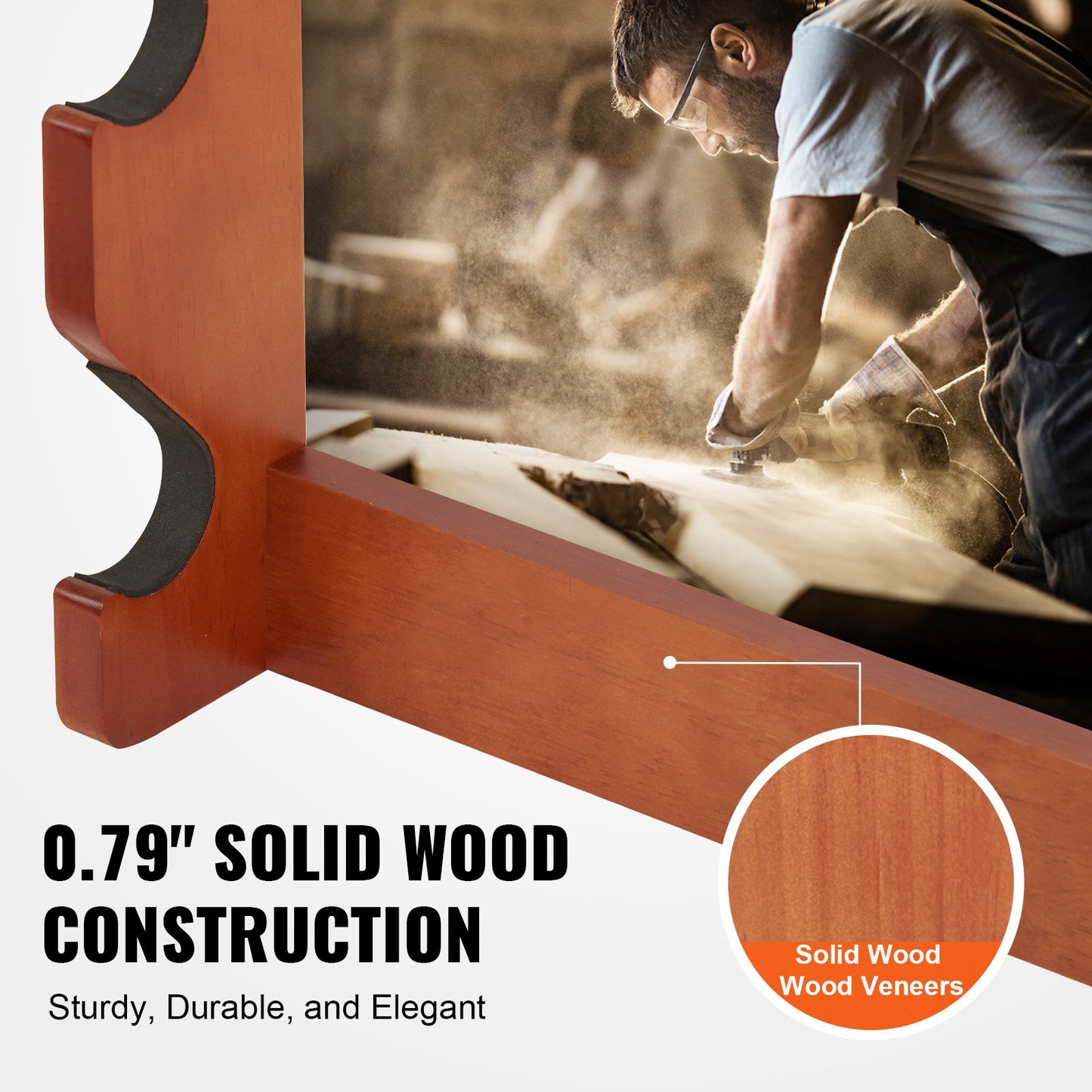 Gun Rack 5-fack Wood Gun Rack Väggmonterad Gun Display Rack rymmer 5 gevär