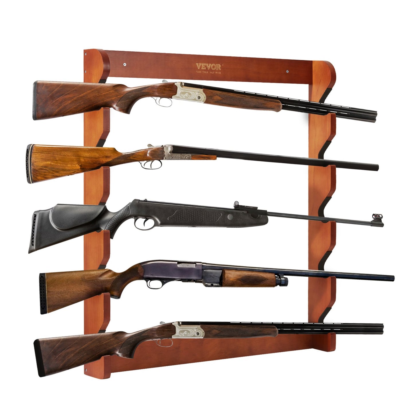Gun Rack 5-fack Wood Gun Rack Väggmonterad Gun Display Rack rymmer 5 gevär