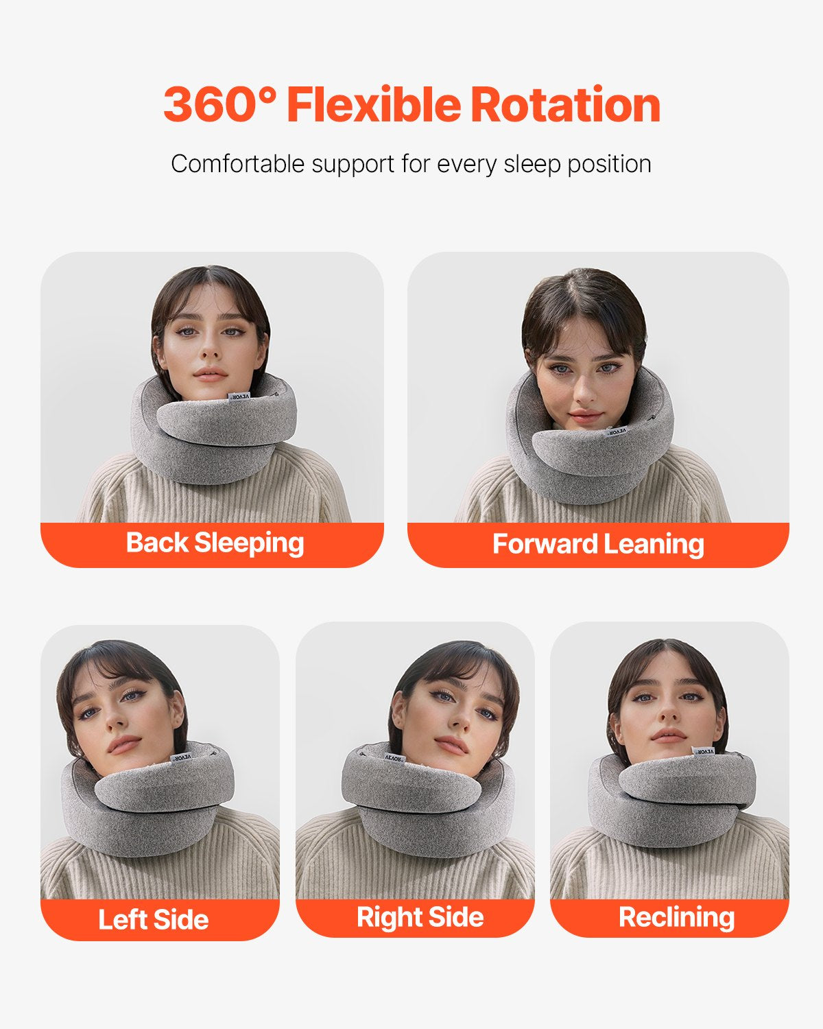 Travel Pillow, Double-Layered 3D Support Neck Pillow for Traveling, 360° Flexible Rotation Upgraded Memory Foam Travel Neck Pillow with Eye Mask, Earplugs, Earplug Case, Storage Bag(Black-Gray)