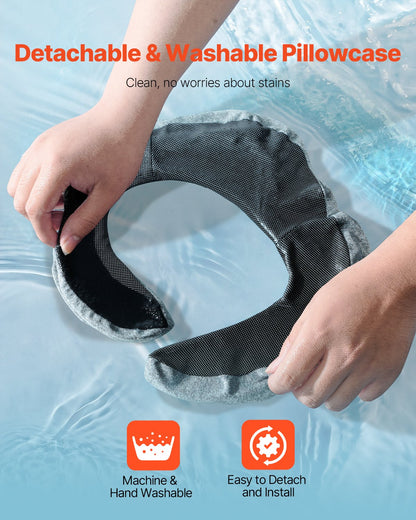 Travel Pillow, Double-Layered 3D Support Neck Pillow for Traveling, 360° Flexible Rotation Upgraded Memory Foam Travel Neck Pillow with Eye Mask, Earplugs, Earplug Case, Storage Bag(Black-Gray)