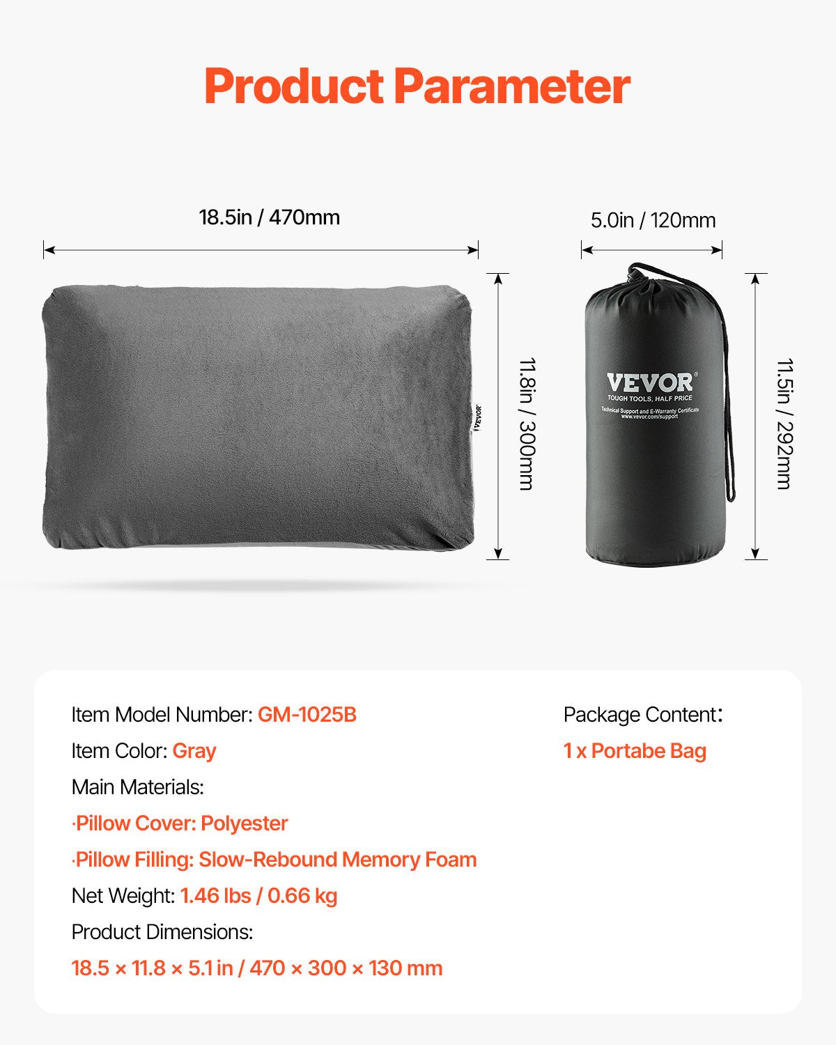 Camping Pillow, Memory Foam Travel Pillow with Double-Sided Cover, Portable Backpacking Pillows with Removable & Washable Cover and Storage Bag, Perfect for Camping, Air Travel, Hiking, Office