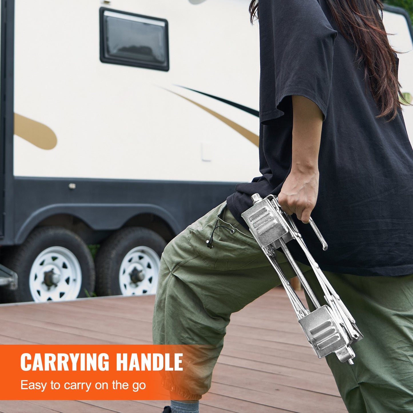 Camper Wheel Chock Stabilizer, X-Shaped RV Stabilizer Wheel Chock, Fits 1.5" to 10" Tire Space, 2 Sets of Wheel Chocks with Ratchet Wrench and Storage Bag for Campers Travel Trailers Trucks