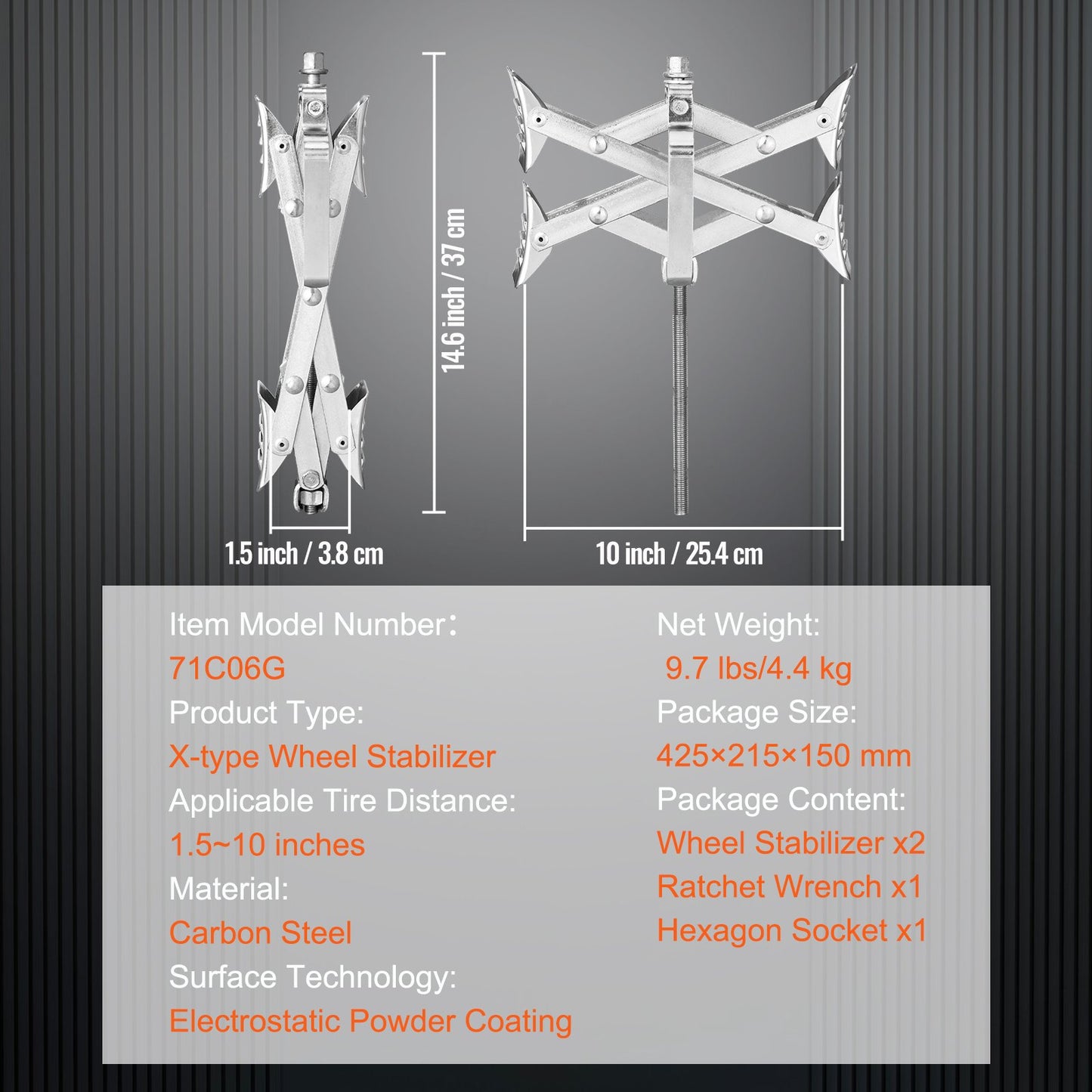 Camper Wheel Chock Stabilizer, X-Shaped RV Stabilizer Wheel Chock, Fits 1.5" to 10" Tire Space, 2 Sets of Wheel Chocks with Ratchet Wrench and Storage Bag for Campers Travel Trailers Trucks