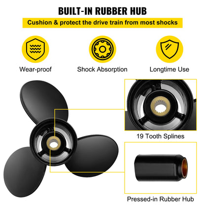 Utombordspropeller, Ersätt för OEM 3817468, 3-blads 14,5\" x 19\" Båtpropeller i aluminium, kompatibel med Volvo Penta SX Drive Alla modeller, med 19 kuggsplines, RH