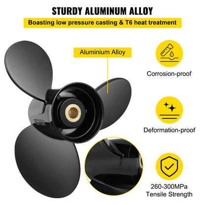 Außenbordpropeller, ersetzt OEM 3817469, 3-Blatt-Bootspropeller aus Aluminium mit 14 1/4 x 21 Steigung, kompatibel mit Volvo Penta SX Drive, alle Modelle, mit 19-Zahn-Keilwellen, rechts