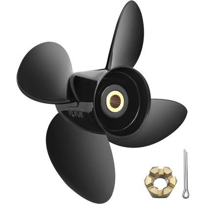 Außenbordpropeller, ersetzt OEM 3587522, 4-Blatt 14 1/4" x 19" Aluminium-Bootspropeller, kompatibel mit Volvo Penta SX-Antrieb, alle Modelle, mit 19-Zahn-Keilwellen, rechts