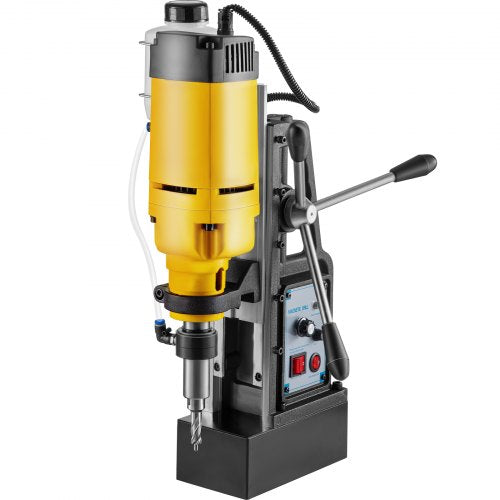 Mag Drill, 0-300 RPM Stepless Speed Electromagnetic Drill Press, 2\" Depth 2\" Dia Magnetic Core Drill, 2922lbf Boring Tool Drill Press, 1680 Watts Drill Press, Yellow and Black Drill Machine