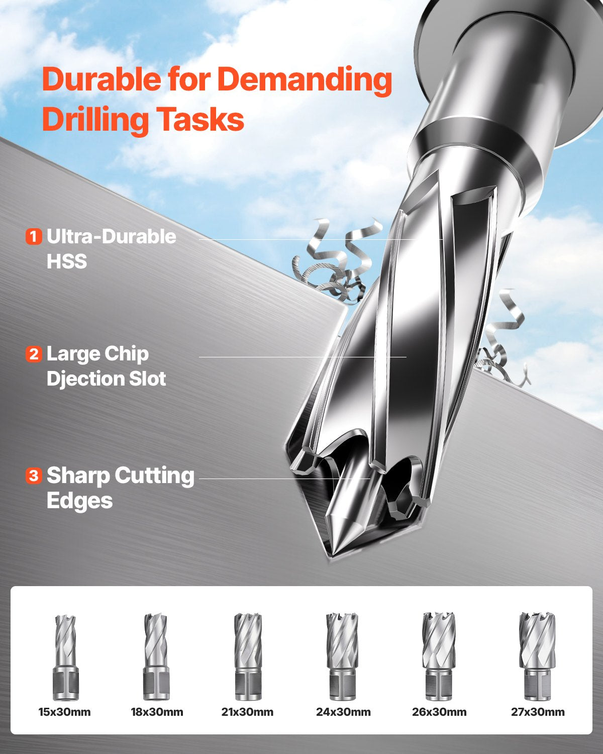 Magnetic Drill, 1450W Motor 2 in Boring Diameter, 2878 lbf Electric Mag Drill Press, with 6 Coring Bits, Variable Speed, Drilling Machine for Metal Surface, Home Improvement Industry, Yellow