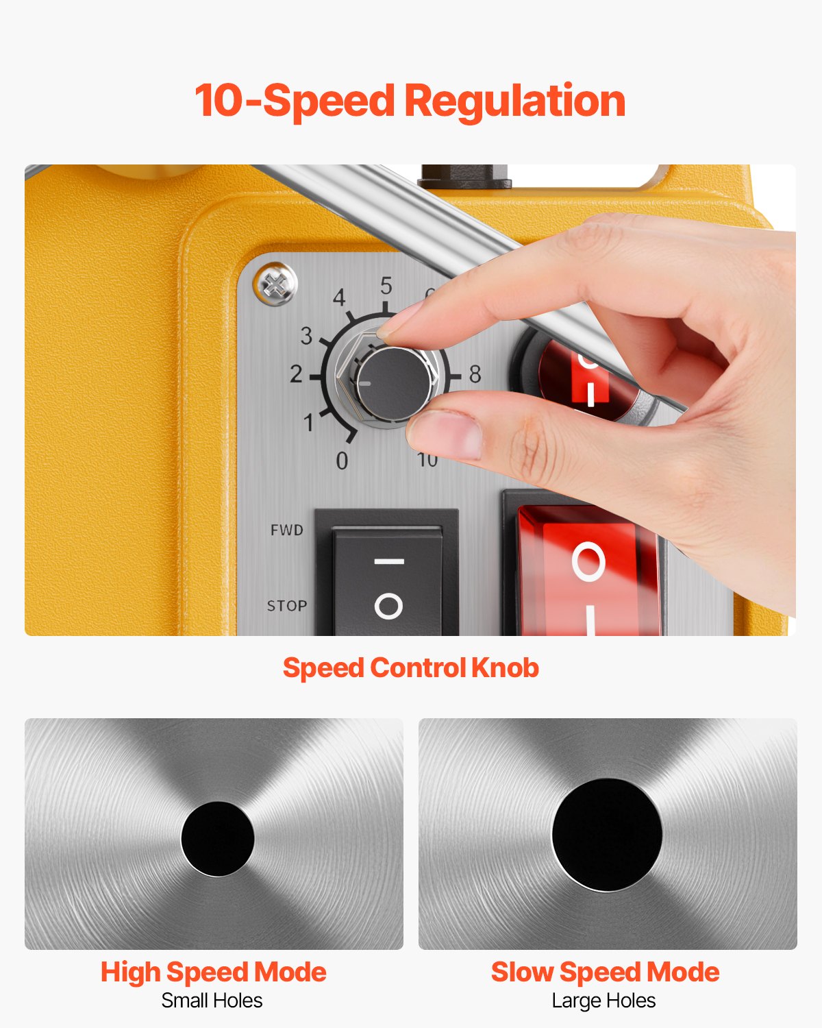 Magnetbohrmaschine, 1400 W, 2878 lbf, Magnetbohrmaschine, 2 Zoll Bohrdurchmesser, 6 Bits, Gelb